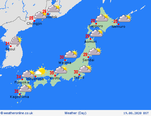 overview Japan Asia Forecast maps