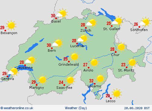 overview Switzerland Europe Forecast maps