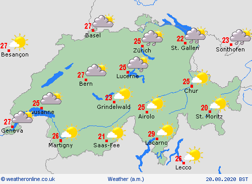 overview Switzerland Europe Forecast maps