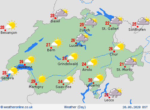 overview Switzerland Europe Forecast maps