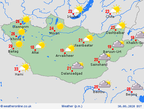 overview Mongolia Asia Forecast maps