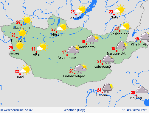 overview Mongolia Asia Forecast maps