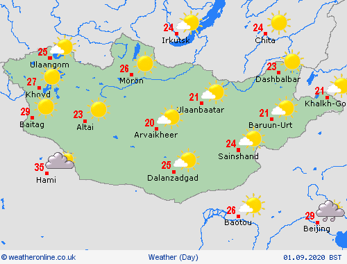 overview Mongolia Asia Forecast maps