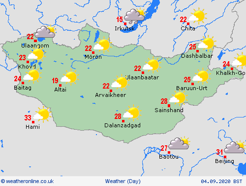 overview Mongolia Asia Forecast maps