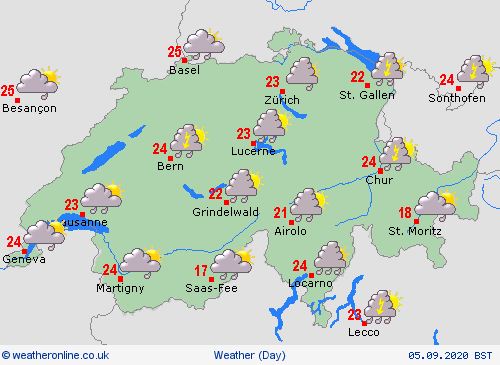 overview Switzerland Europe Forecast maps