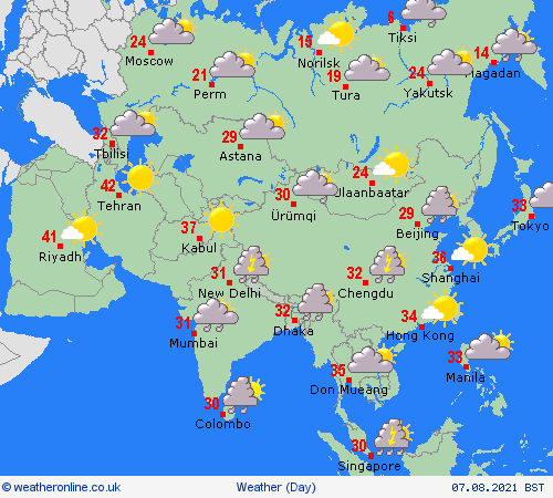 overview  Asia Forecast maps