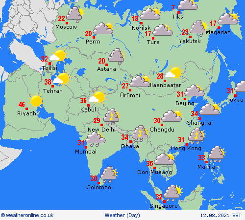 overview  Asia Forecast maps