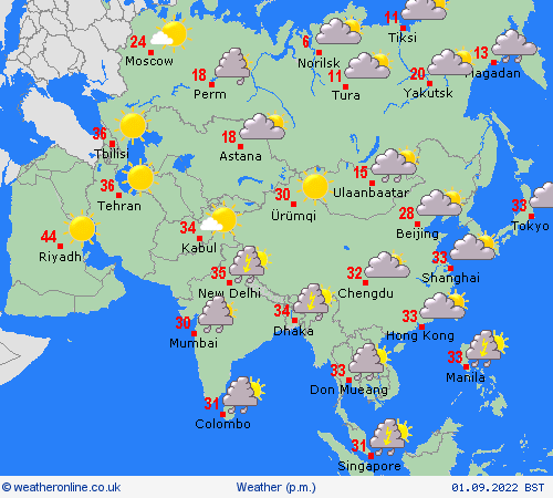 overview  Asia Forecast maps