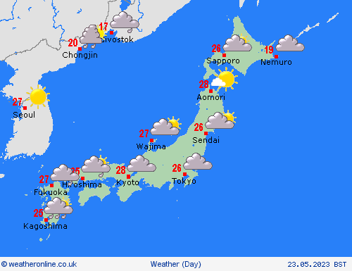 overview Japan Asia Forecast maps