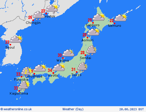 overview Japan Asia Forecast maps