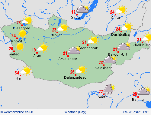 overview Mongolia Asia Forecast maps