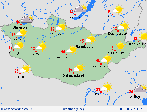 overview Mongolia Asia Forecast maps