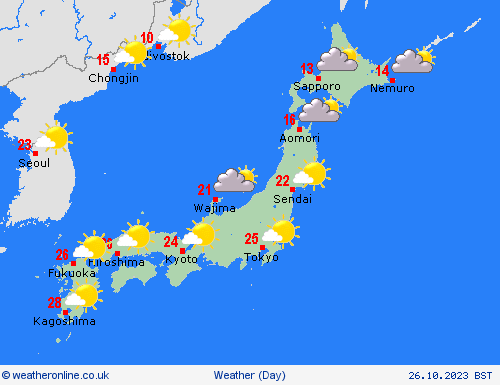 overview Japan Asia Forecast maps