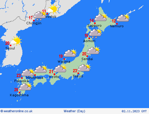 overview Japan Asia Forecast maps