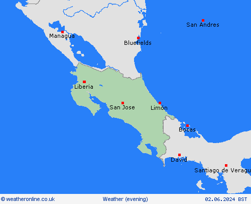 overview Costa Rica Central America Forecast maps