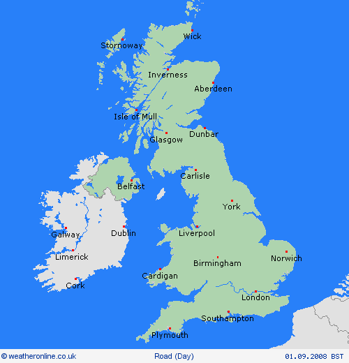 road conditions  United Kingdom Forecast maps