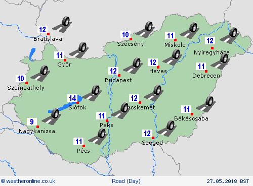 road conditions Hungary Europe Forecast maps