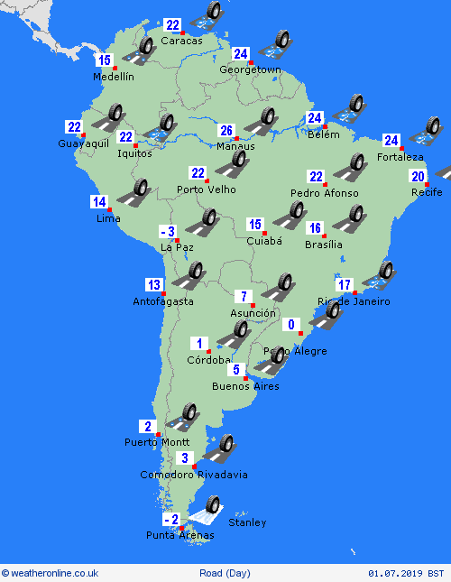 road conditions  South America Forecast maps
