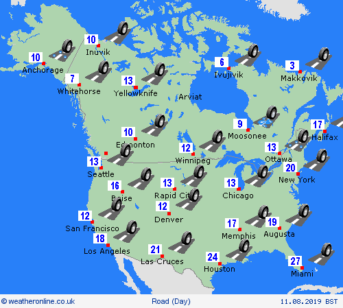 road conditions  North America Forecast maps