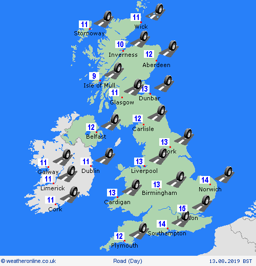 road conditions  United Kingdom Forecast maps