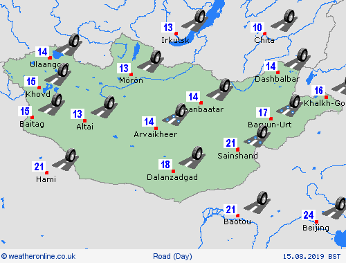 road conditions Mongolia Asia Forecast maps