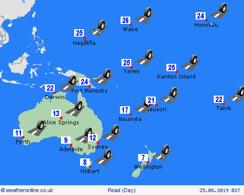 road conditions  Oceania Forecast maps