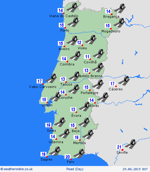 road conditions Portugal Europe Forecast maps