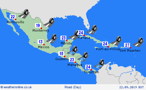 road conditions  Central America Forecast maps