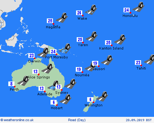 road conditions  Oceania Forecast maps