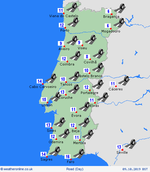 road conditions Portugal Europe Forecast maps