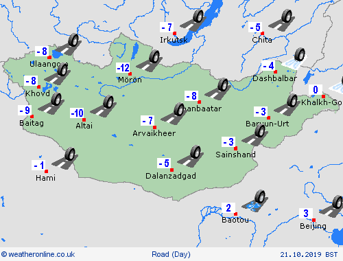 road conditions Mongolia Asia Forecast maps