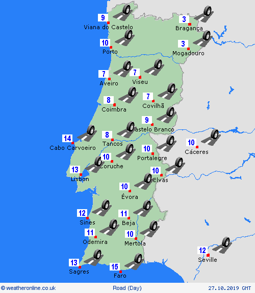 road conditions Portugal Europe Forecast maps