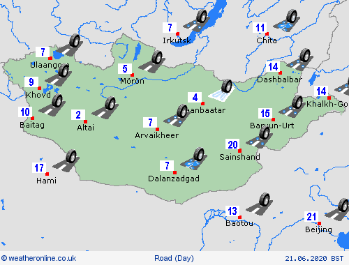 road conditions Mongolia Asia Forecast maps