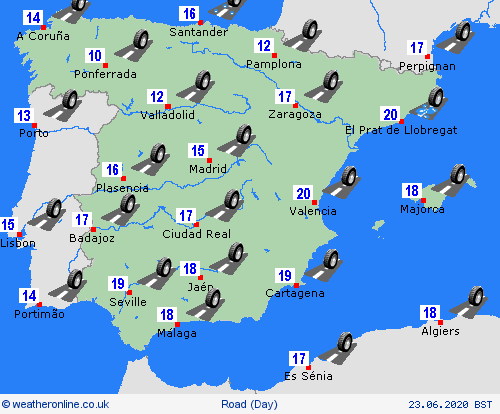 road conditions Spain Europe Forecast maps