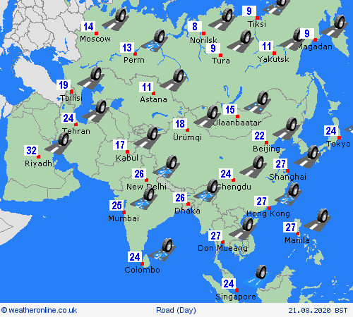 road conditions  Asia Forecast maps