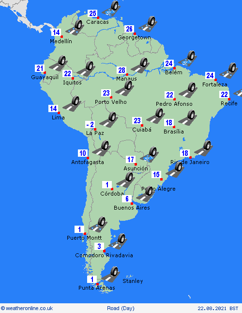 road conditions  South America Forecast maps