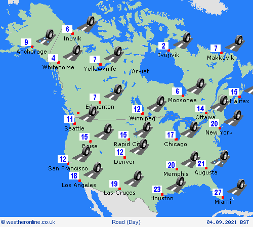 road conditions  North America Forecast maps