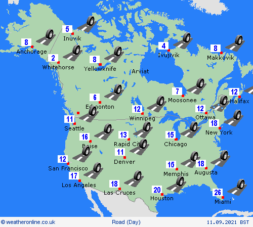 road conditions  North America Forecast maps