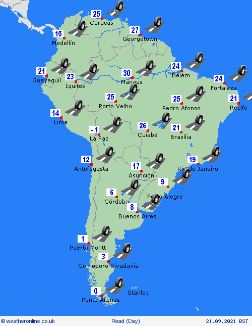 road conditions  South America Forecast maps