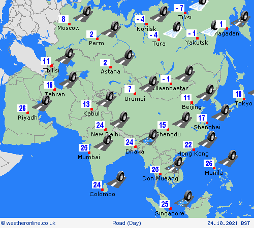 road conditions  Asia Forecast maps