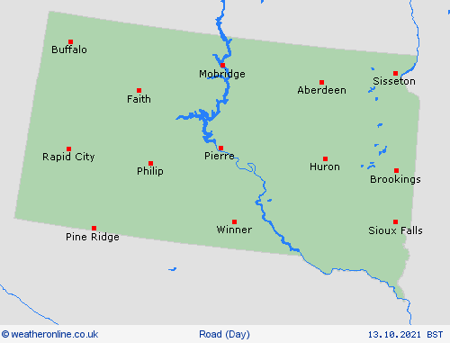 road conditions South Dakota North America Forecast maps