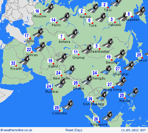 road conditions  Asia Forecast maps