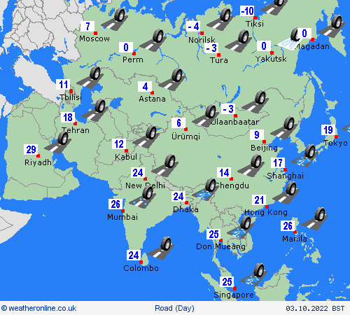 road conditions  Asia Forecast maps