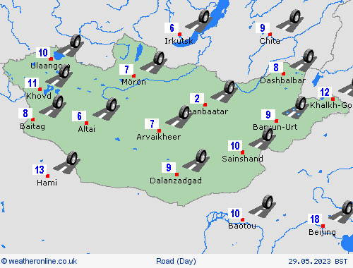 road conditions Mongolia Asia Forecast maps