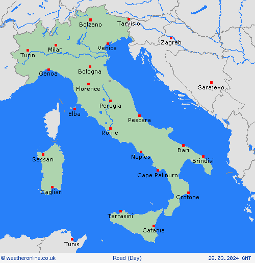 road conditions Italy Europe Forecast maps