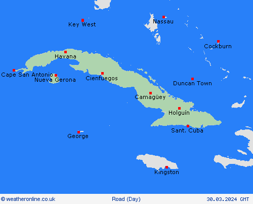 road conditions Cuba Central America Forecast maps