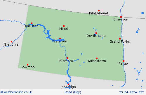 road conditions North Dakota North America Forecast maps