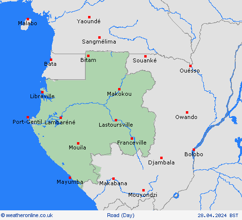 road conditions Gabon Africa Forecast maps