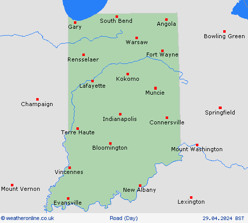 road conditions Indiana North America Forecast maps