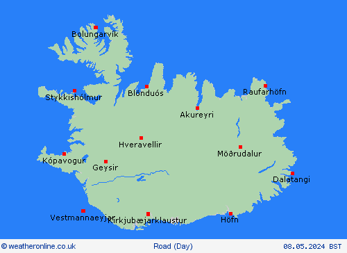 road conditions Iceland Europe Forecast maps